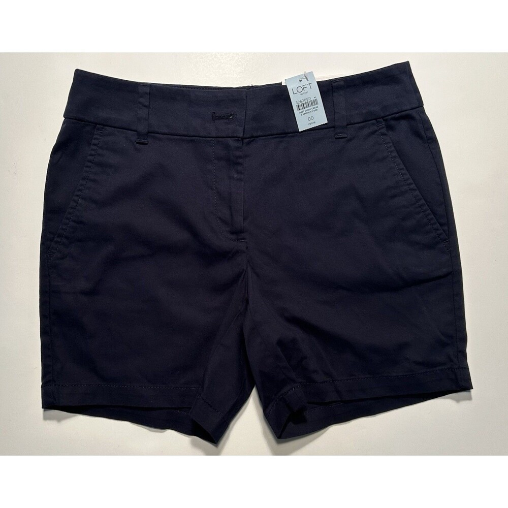 Loft Ann Taylor Women’s Petite Flat Front Chino Navy Blue Size 00 P 27X6 Casual